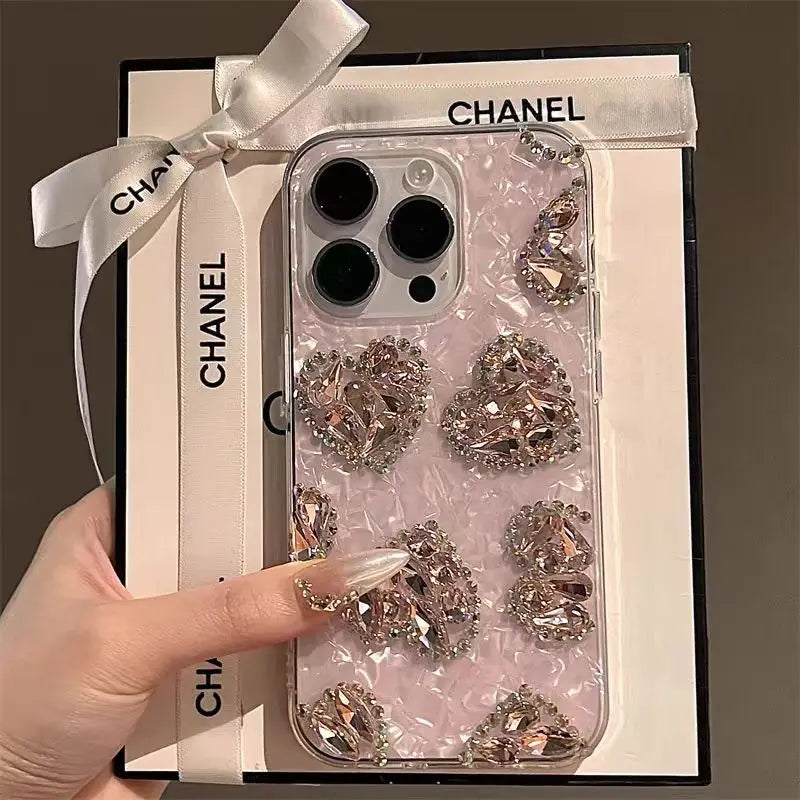 Glitter Diamond Phone Case For iPhone16 15 14 13 12 11 16ProMax XR Samsung S21 S22 S23 S24 Ultra Plus Fe Note20 Love Heart Cover