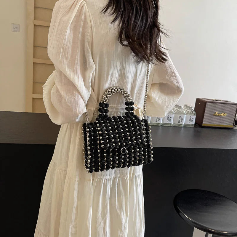 Black Small Square Bag Tote Handmde