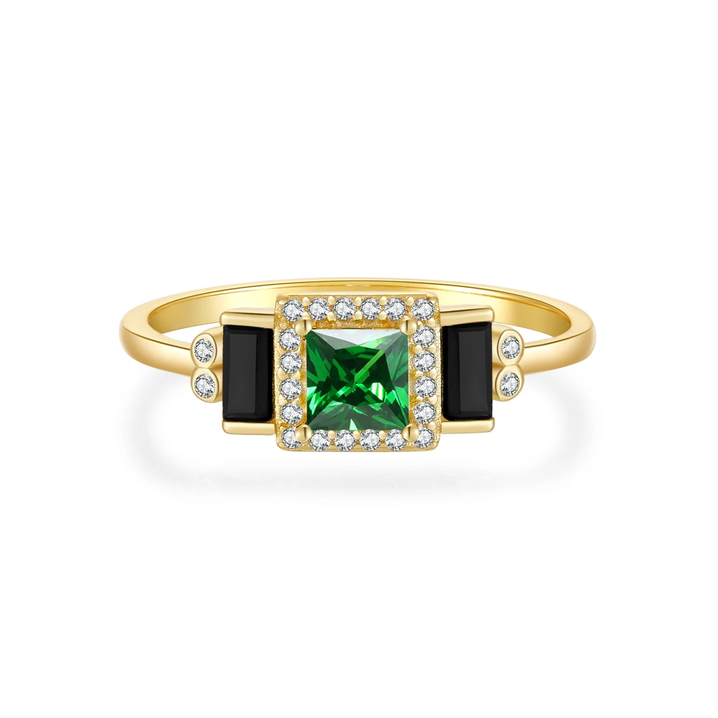 925 Sterling Silver Gold Clear Green Zircon Ring Collection Luxury  Marilyn Crystal