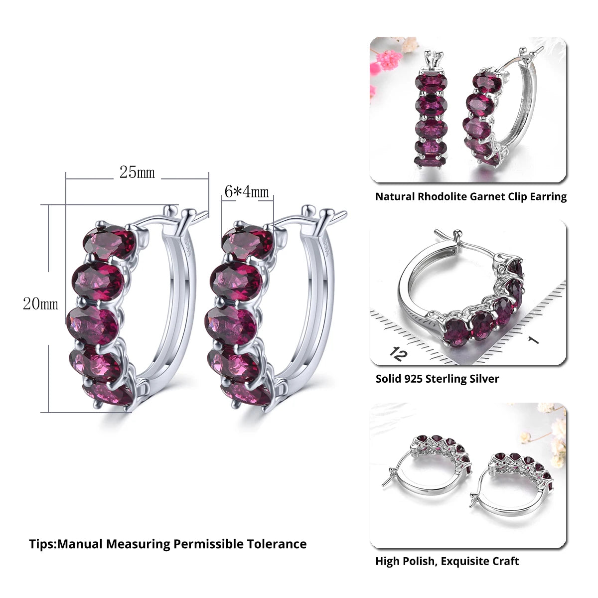 Natural Rhodolite Garnet Sterling Silver