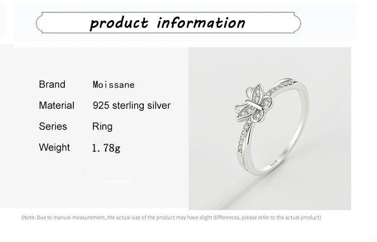 2022 NEW Simple Animal Butterfly Couple Ring For Women Real S925 Silver Diamond Zircon Engagement Christmas Gift Jewelry