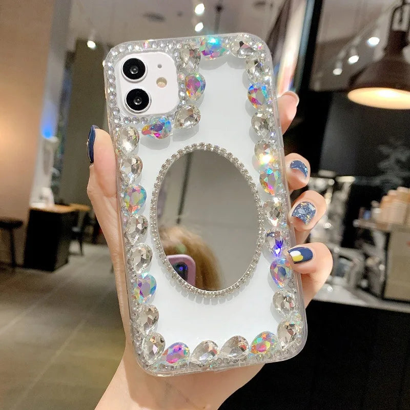 Jewelry Anti-Scratch Mobile Phone Case with Water Diamond, for Huawei P50Pro, P40, Mate 40, Honor 9X, 50, 60Pro