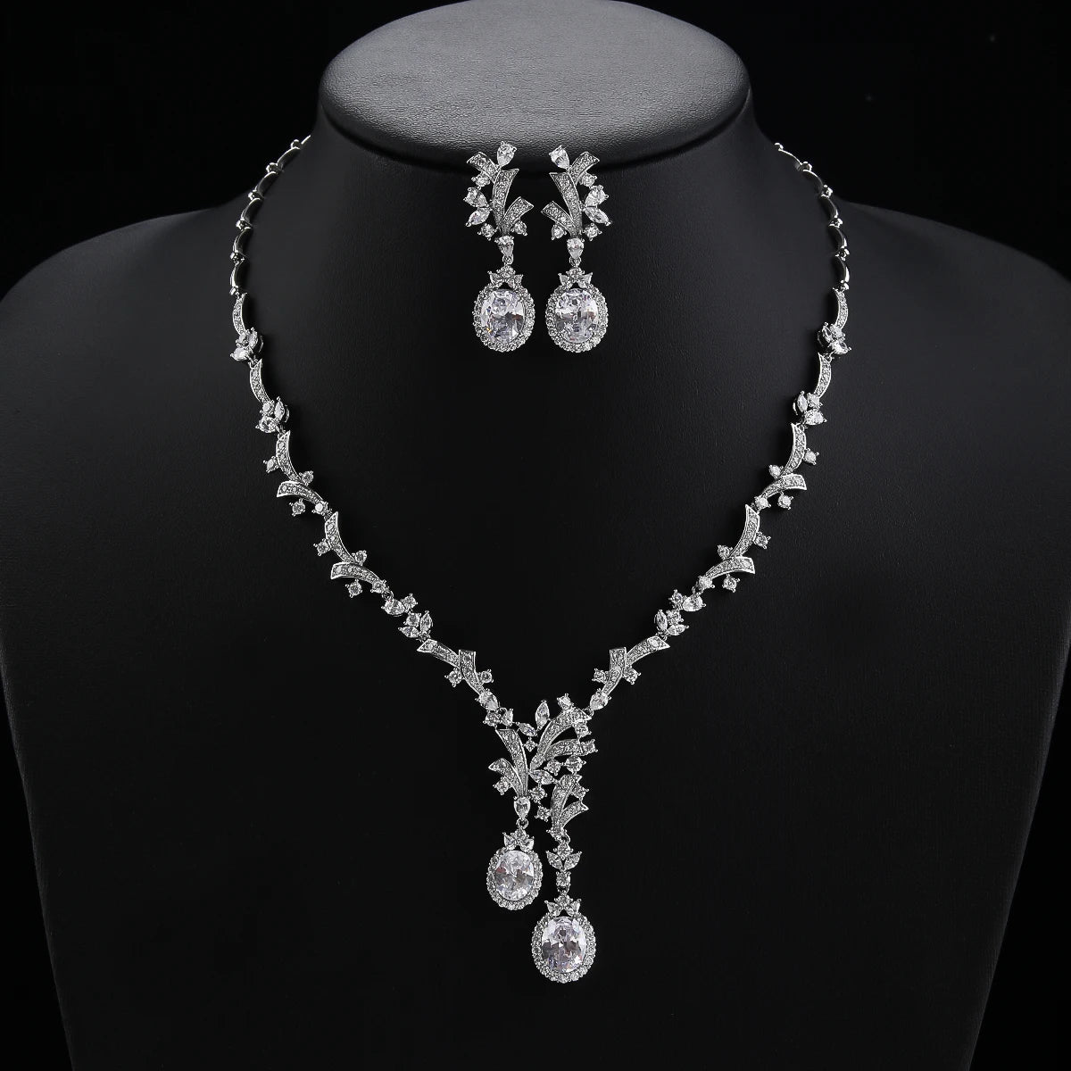 Luxury  Set  Zirconia Silver Wedding Jewelry Set