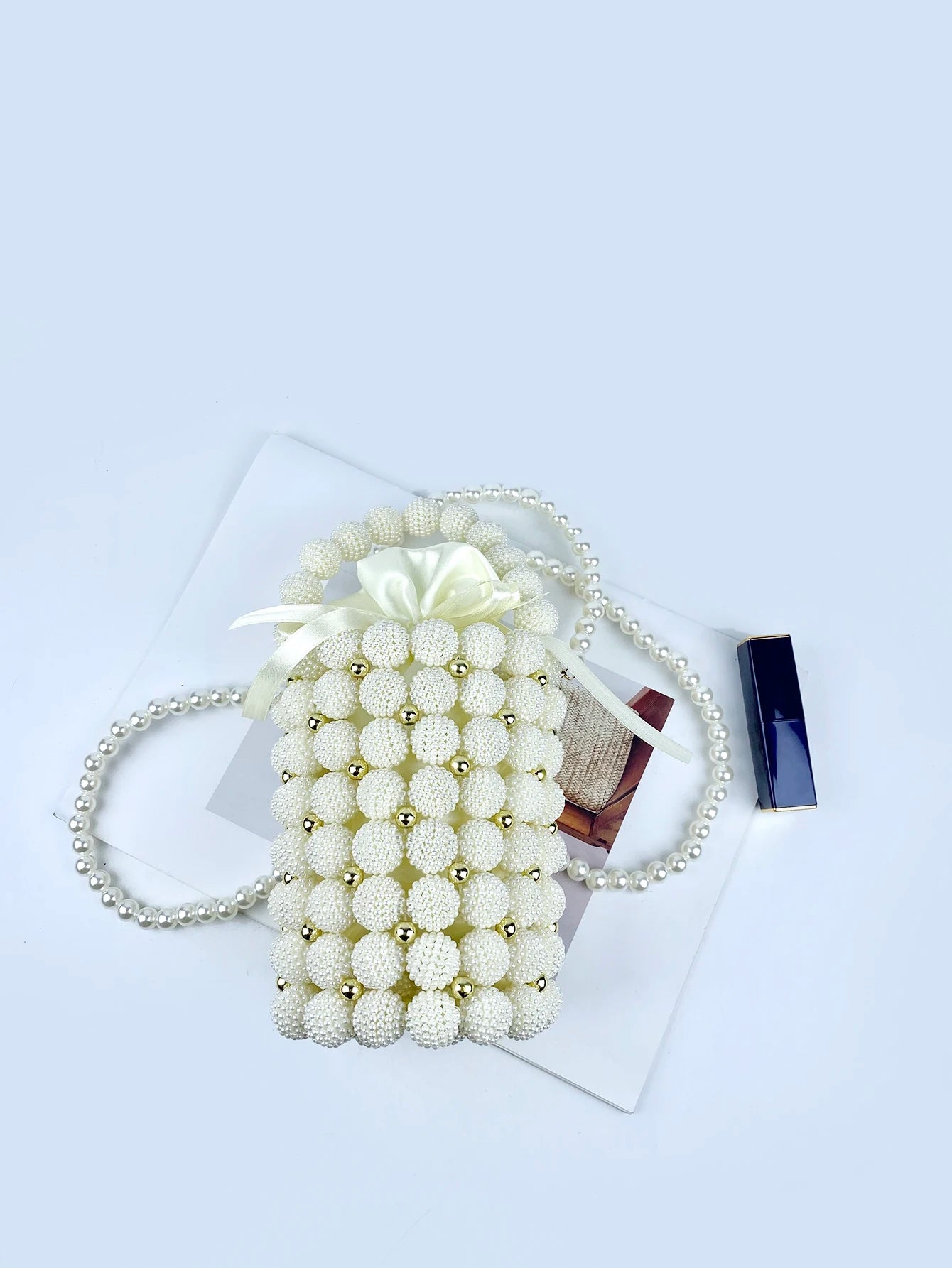 Small fragrance style bayberry ball pen holder bag dinner bag hand-woven beaded pearl bag large size