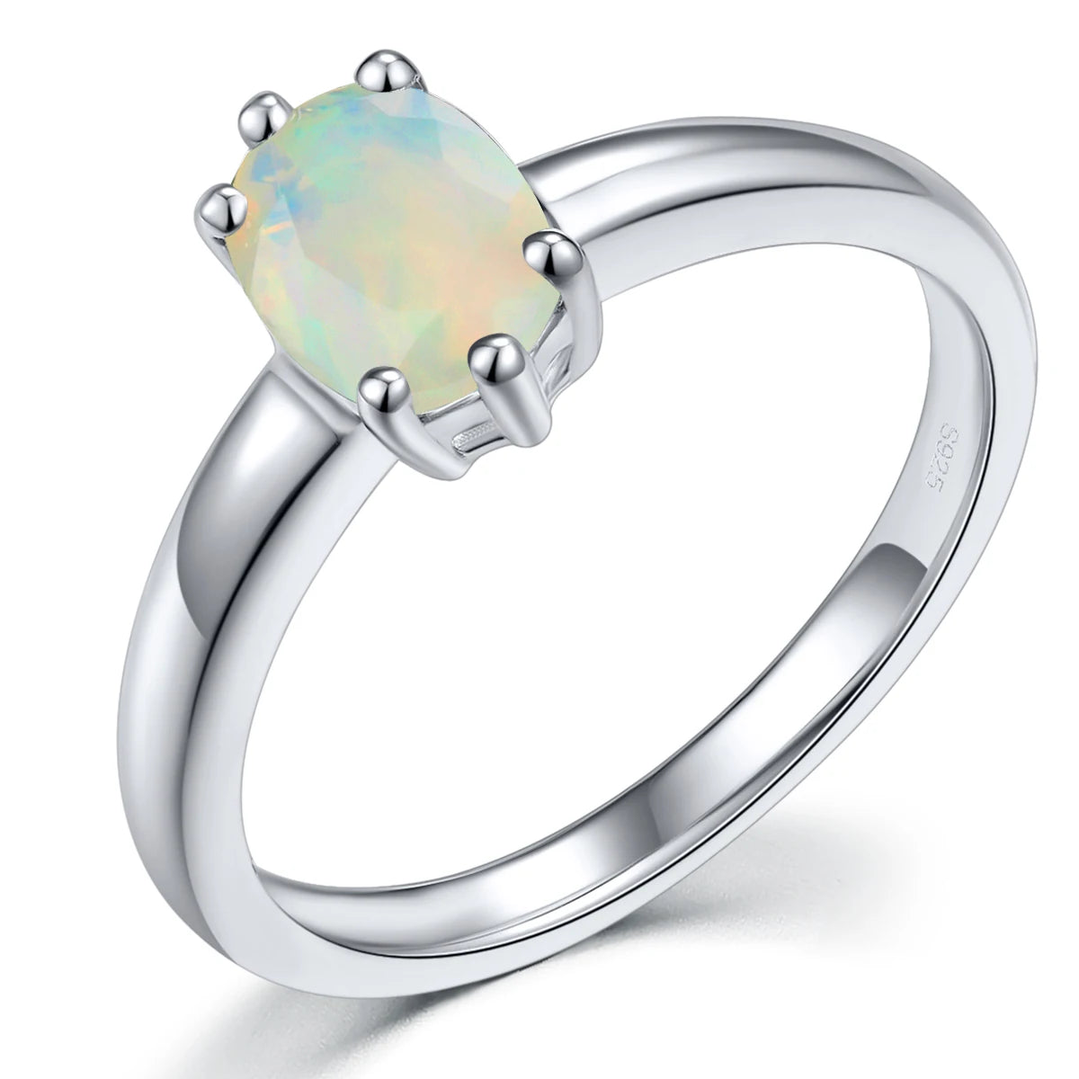 Natural Opal Sterling Silver Rings 0.85 Carats Genuine Gemstone Classic Simple Design Fine Jewelry Daily Decorations Women Gifts