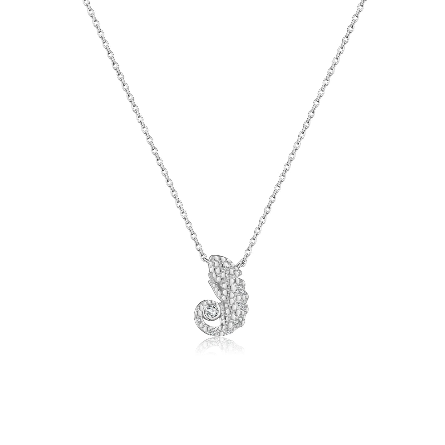 ANDYWEN 925 Sterling Silver Gold Lizard  Zircon Animal Pendant Necklace