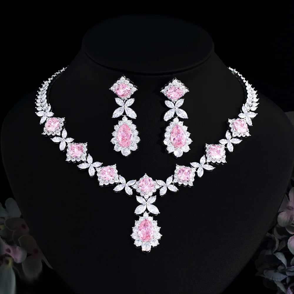 Luxury  Pink Zircon  Jewellery  Sets