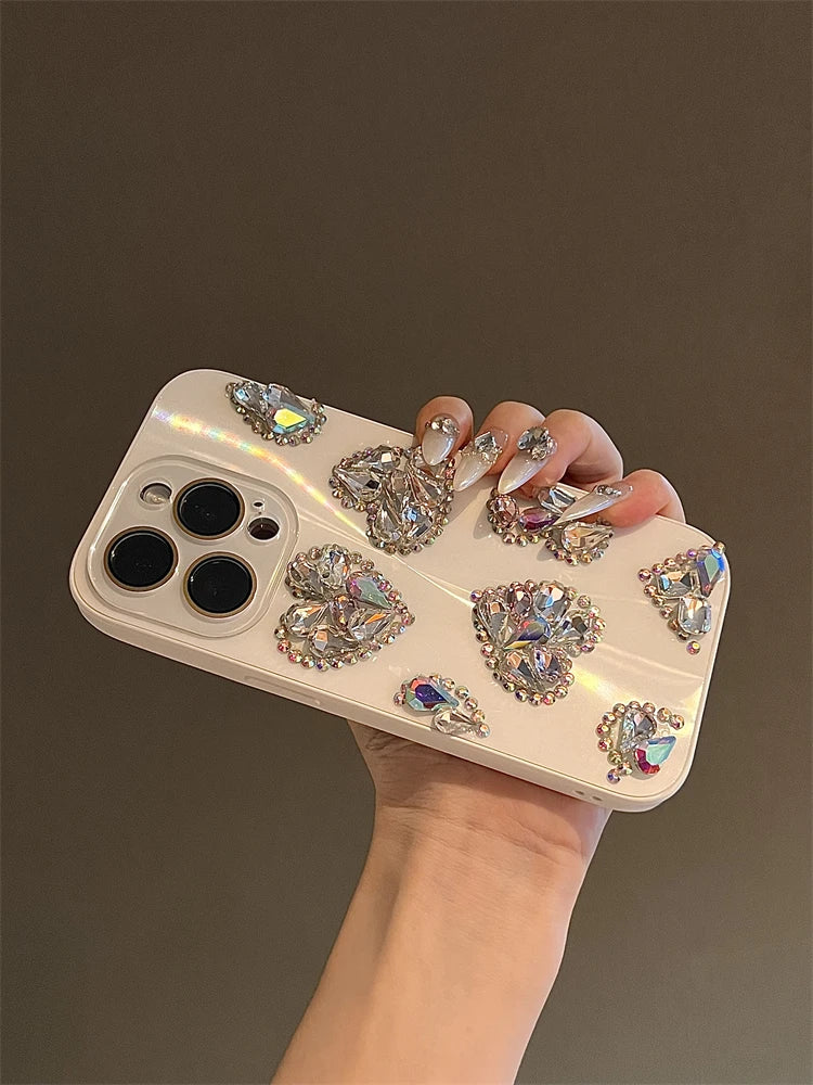 Luxurious diamond Phone Case For iPhone 16 15 14 13 12 Pro Max Electroplated Gold Ripple Glitter silicone Cover for iPhone 11