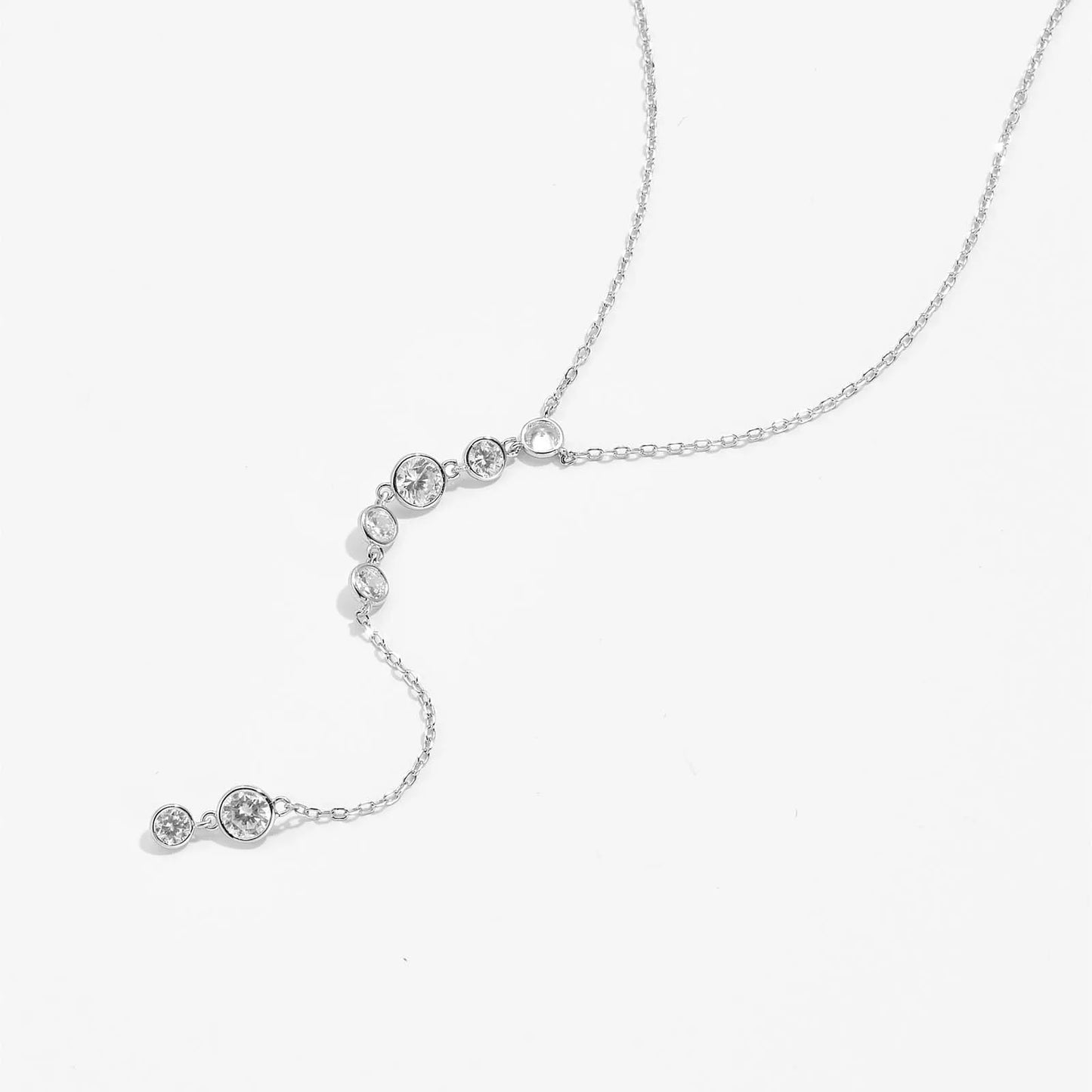 925 Sterling Silver Gold long  Zircon Necklace Luxury