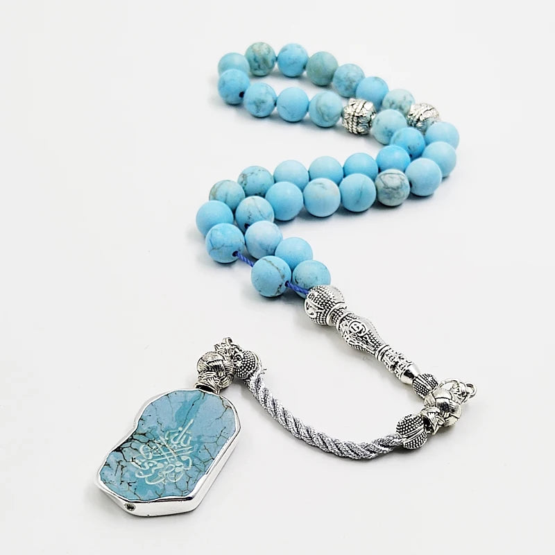 Tasbih Natural Turquoises with arabic pendant bracelet Muslim Bracelet rosary Islamic Gift