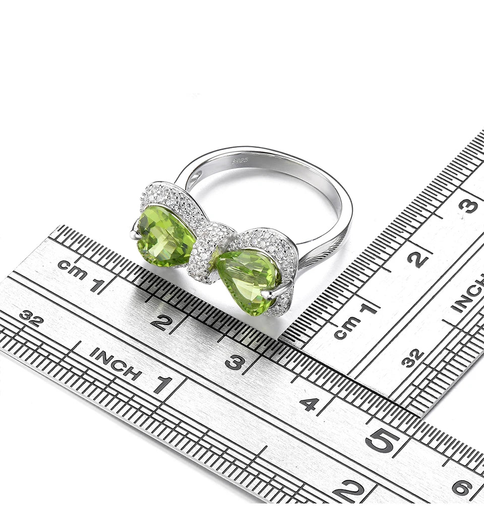 Natural Peridot Solid Sterling Silver Rings 3.8 Carats Genuine Birthstone Romantic Elegant Fine Jewelrys S925 Design