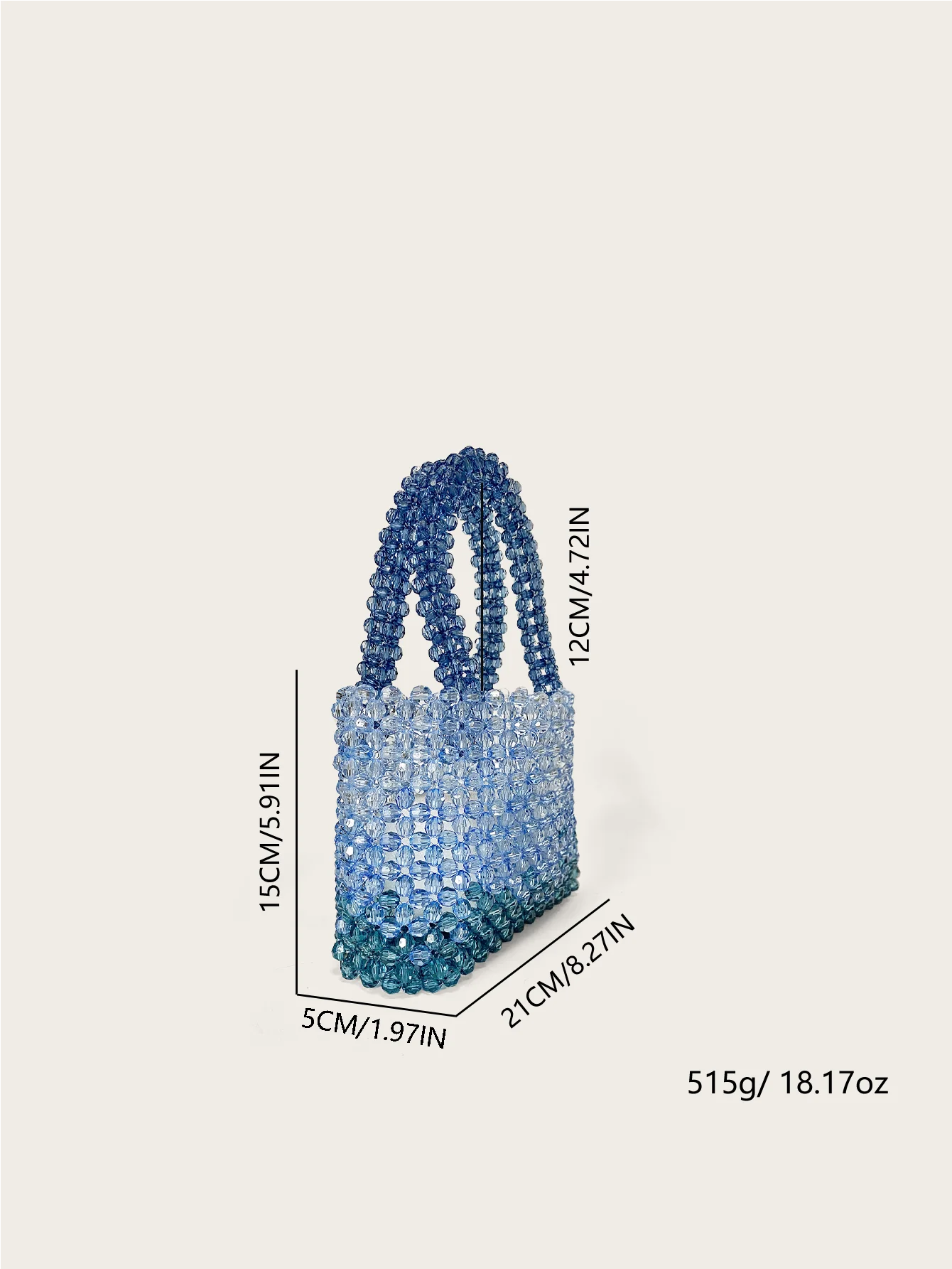 Transparent corner bead acrylic exquisite gradient blue hand woven fashionable versatile handbag universal