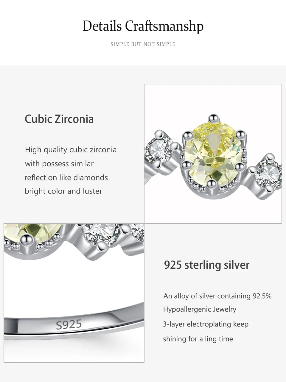 925 Sterling Silver Oval Lemon Yellow Zircon