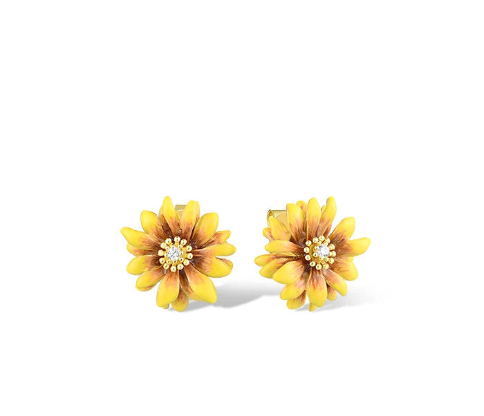 925 Sterling Silver Jewelry Set  Yellow Flower