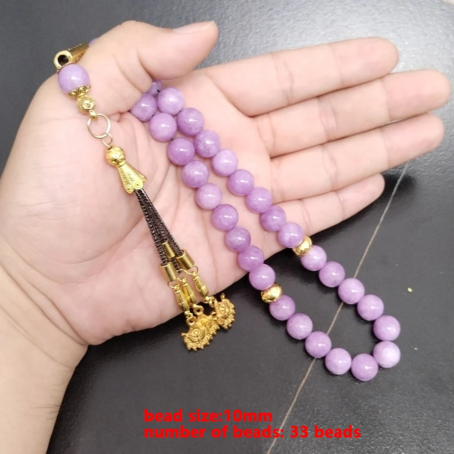 Natural Purple Agate Tasbih  Al-Fitr Rosary Muslim Bracelet Islam Rosary