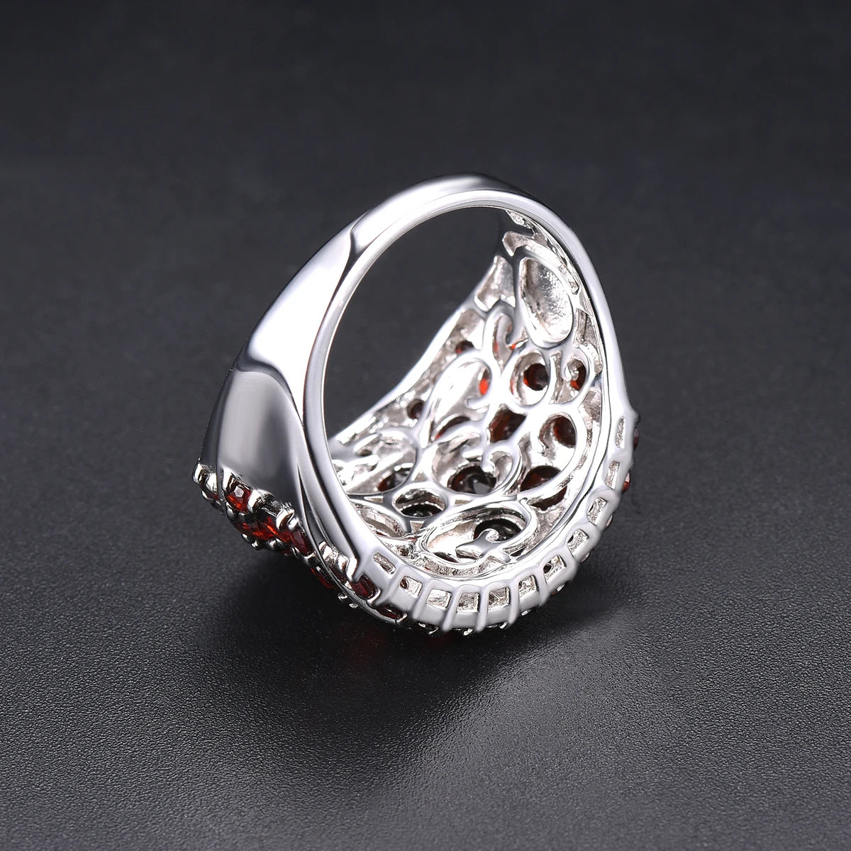 Silver Garnet Ring 925 Jewelry