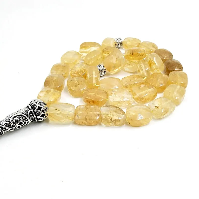 Tasbih Citrine stone Islamic misbaha 33 Rosary beads bracelet arabic fashion Gift eid Muslim New accessories on hand