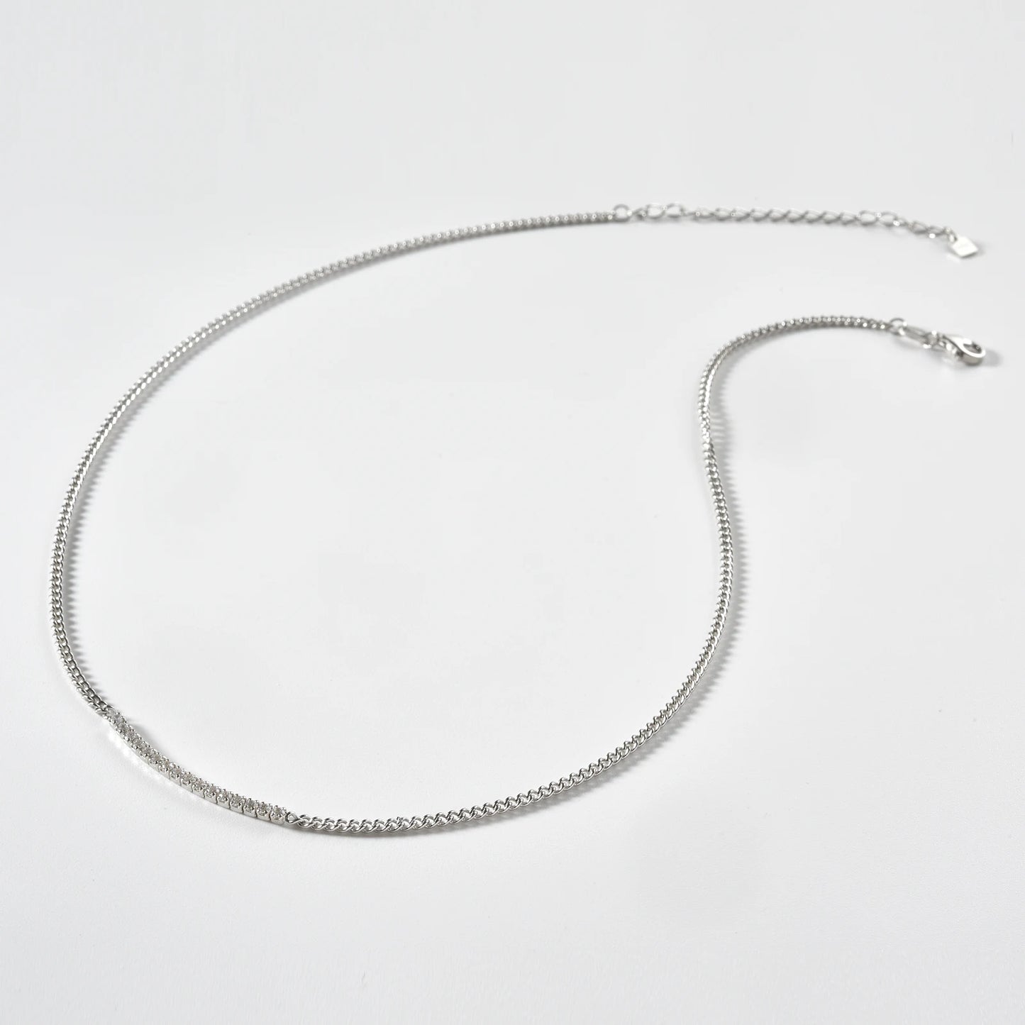 925 Sterling Silver Gold Line ZirconNecklace Long  Jewelry