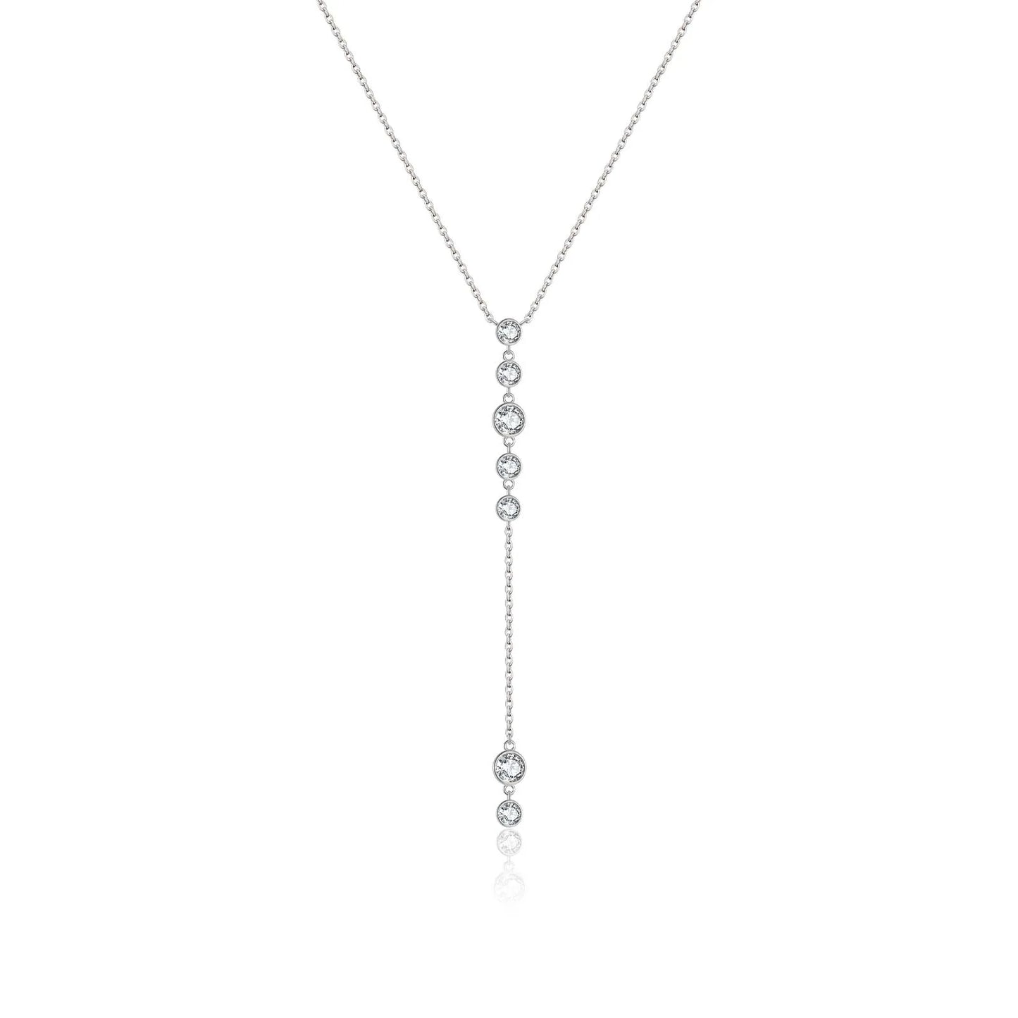 925 Sterling Silver Gold long  Zircon Necklace Luxury