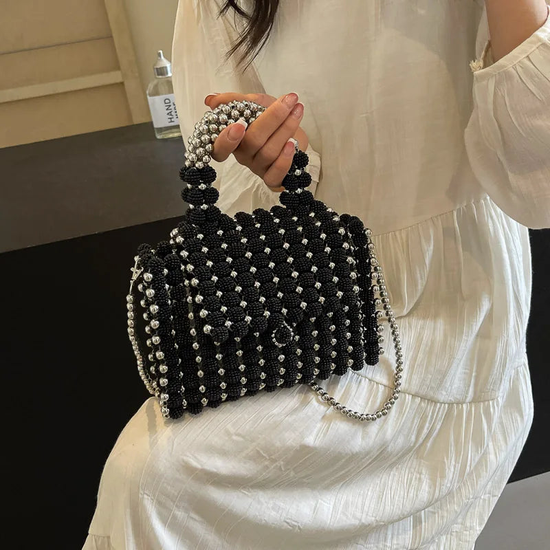 Black Small Square Bag Tote Handmde