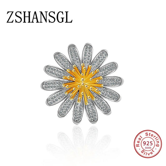 Yellow Sunflower Brooches 925 Sterling Silver