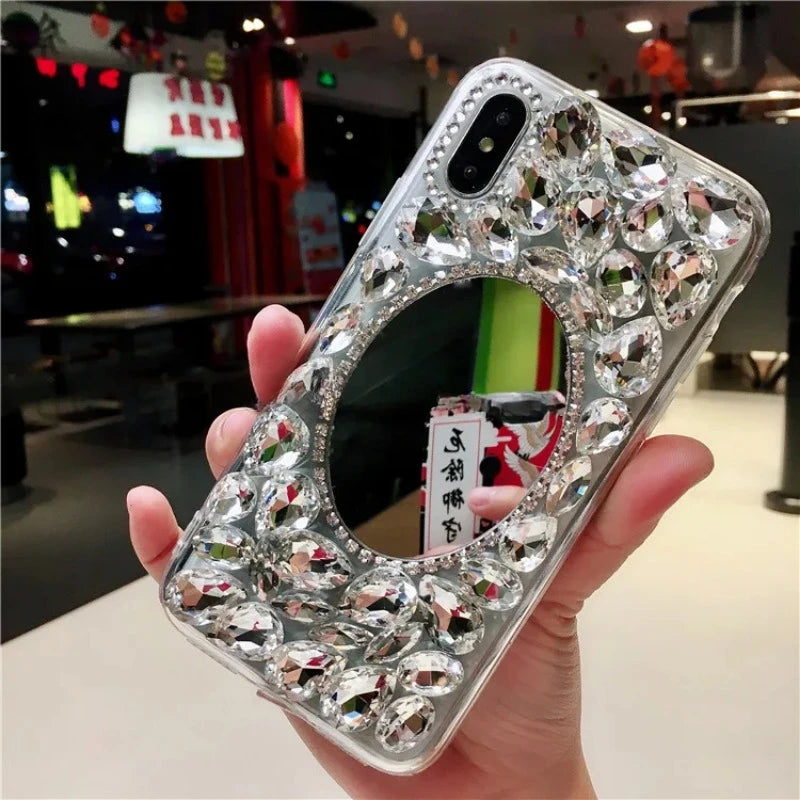 Crystal Phone Case for Huawei P50Pro, P40, Mate30, Honor 9X, 50, 60Pro, Luxury Rhinestone Bling, Diamond Mirror