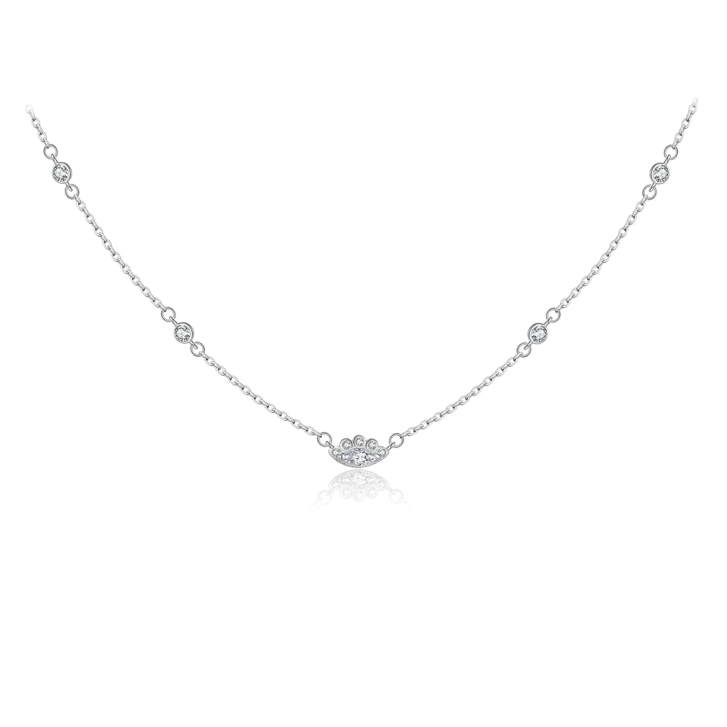 925 Sterling Silver Gold[ Zircon Choker Necklace