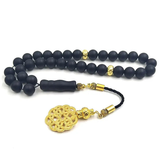 Tasbih Black Matte agates stone muslim prayer beads islamic rosary