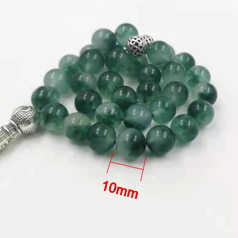 Tasbih Natural tasbih green Jade stone misbaha bracelet isalmic eid gift  turkish fashion