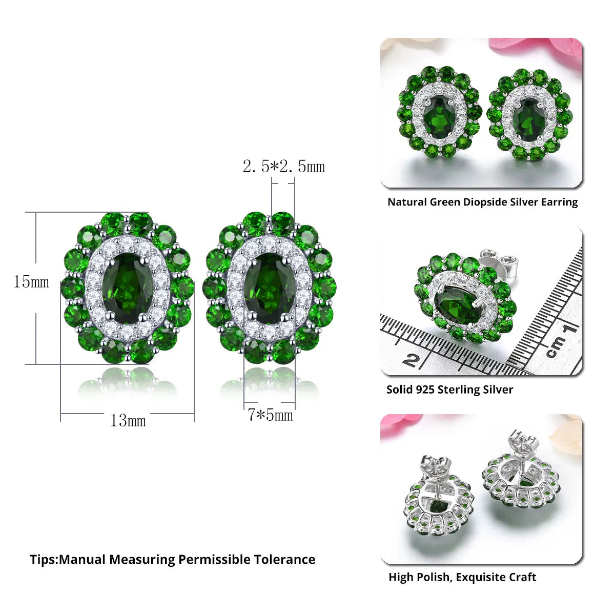 Natural Chrome Diopside Sterling Silver Design S925 Jewelrys