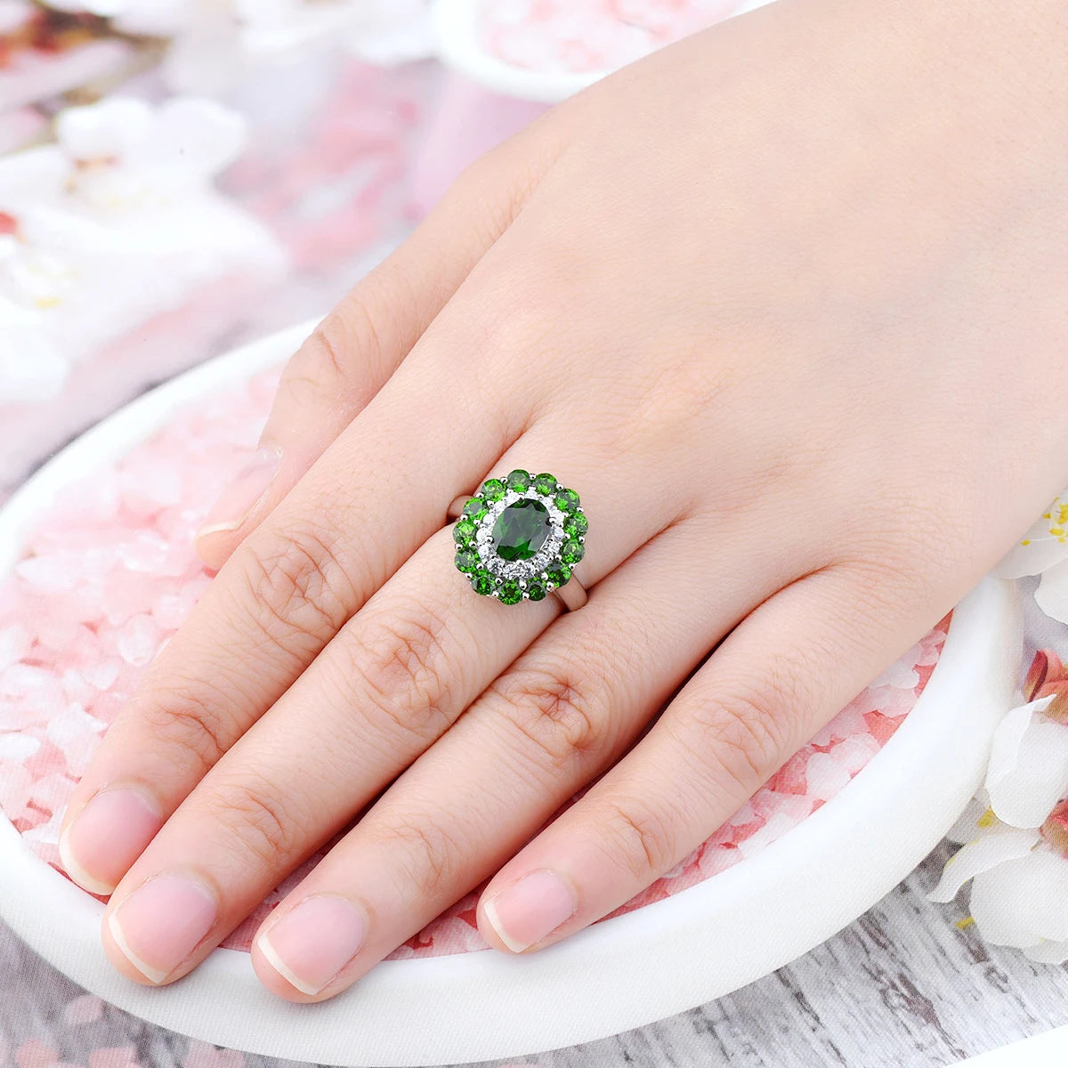 Natural Chrome Diopside Solid Silver