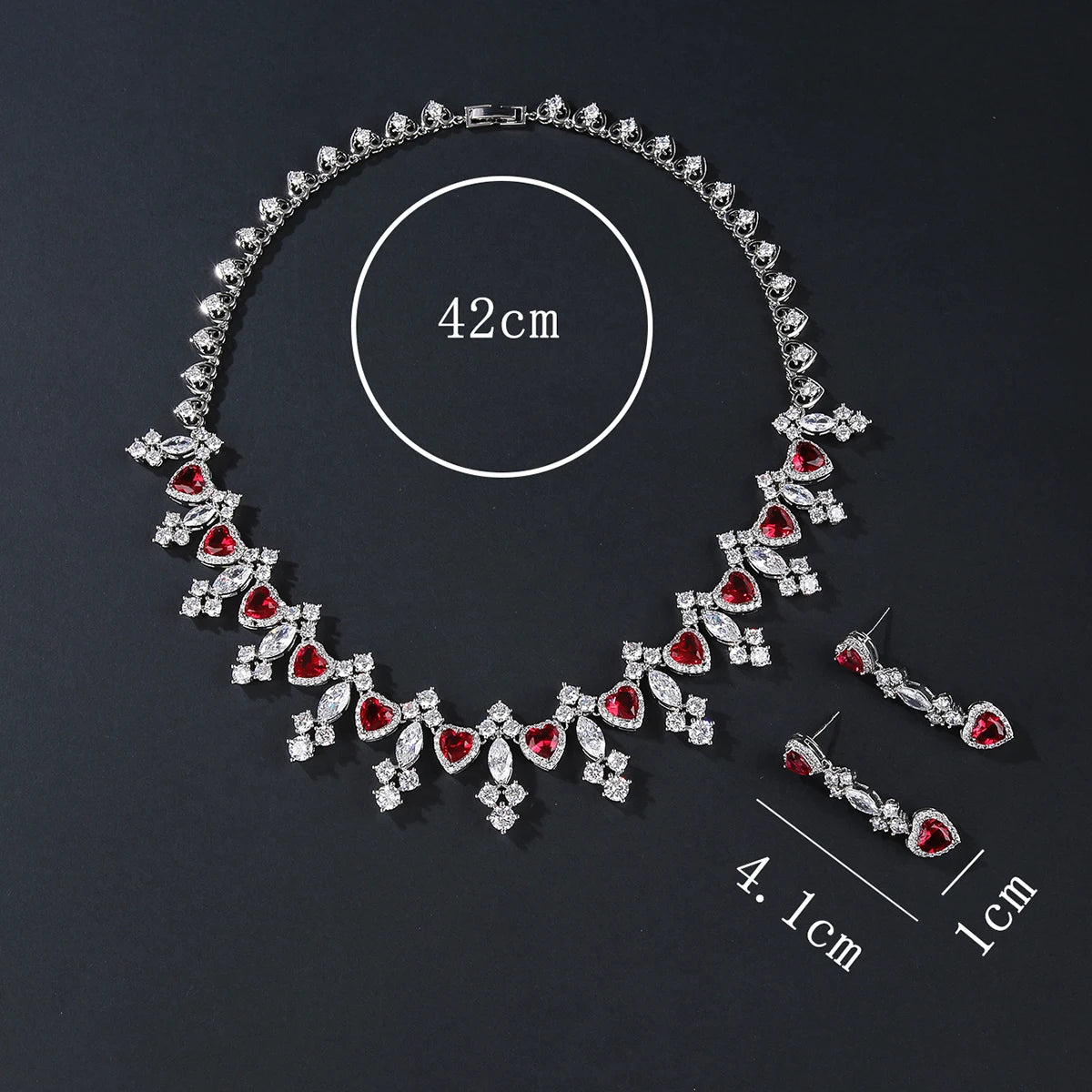 Zirconia Love Heart  Set Jewelry