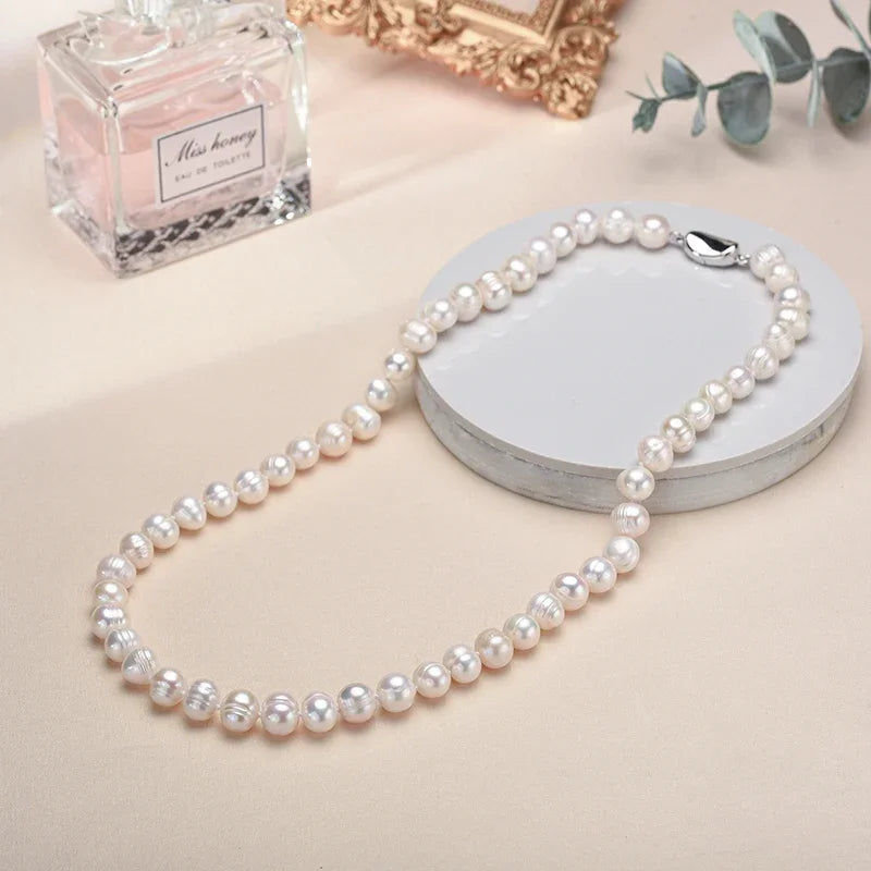 Natural Freshwater Pearl Necklaces 925 Sterling Silver