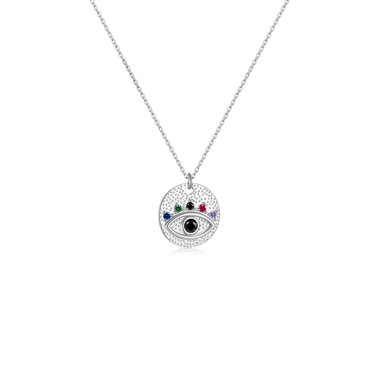 New 925 Sterling Silver Gold Colorful Eye Necklace Luxury Women Fashion