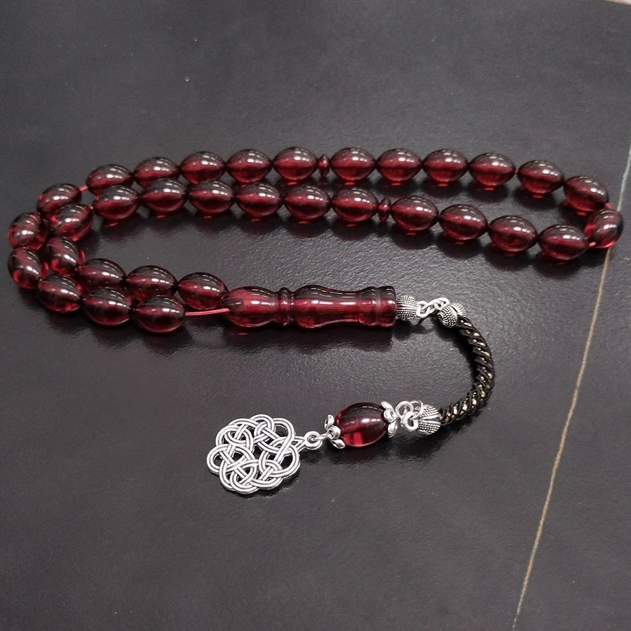 Red Resin Tasbih Muslim bracelet 33 bead rosary Red Bracelets Beads Tarbons islamic tespih