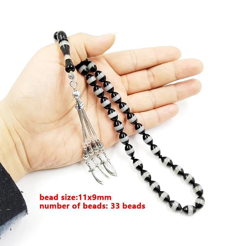 Black Resin Beads turkish design  tasbih bracelet Islam bracelet Man's Muslim Misbaha rosary