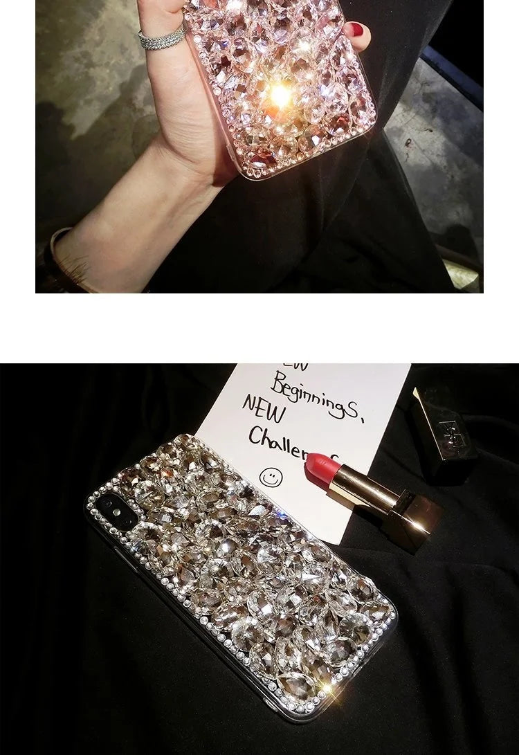 Luxury Glitter Diamond Rhinestone Phone Case For iPhone 15 14 13 12 11 Pro Max X Xs XR 7 8 Plus SE2022 Silicone Bling Cover