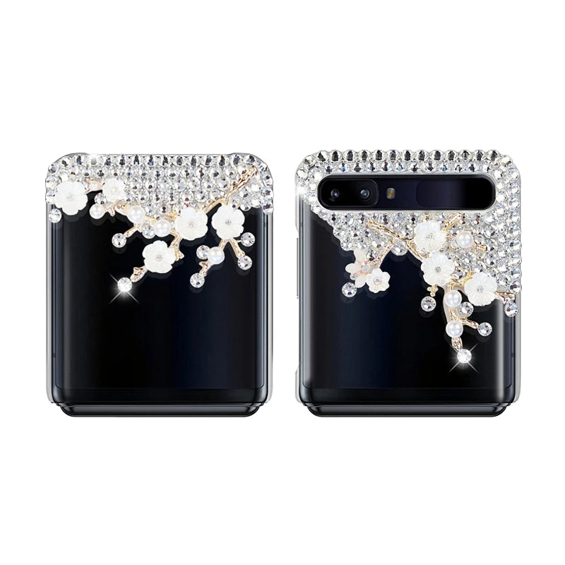 Cute Diamond Crystal Jewelled Flower Phone Cover Case For Samsung Galaxy Z Flip 1 2 3 4 5G F7110