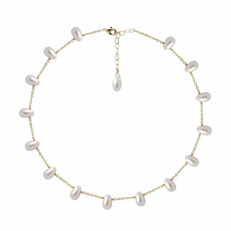 New Arrival Trendy 100% Natural Freshwater Pearl 14K Gold Filled Female Chains Necklace Jewelry