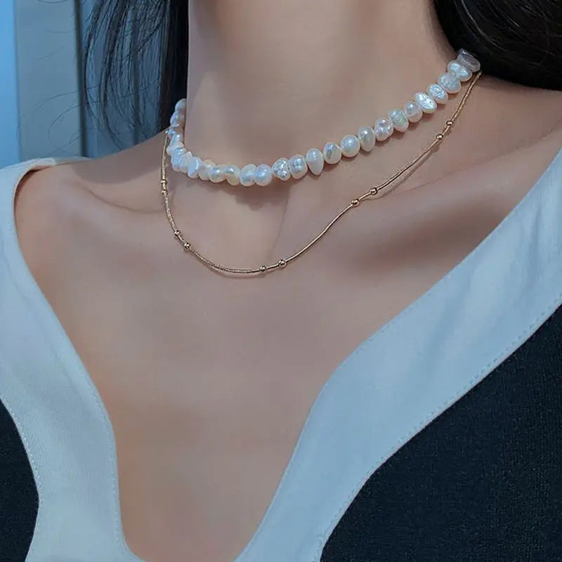 Jewelry 100% Natural Baroque Freshwater Pearl 14K Gold Filled Female Chokers Necklace