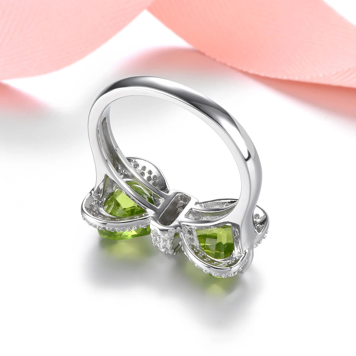 Natural Peridot Solid Sterling Silver Rings 3.8 Carats Genuine Birthstone Romantic Elegant Fine Jewelrys S925 Design