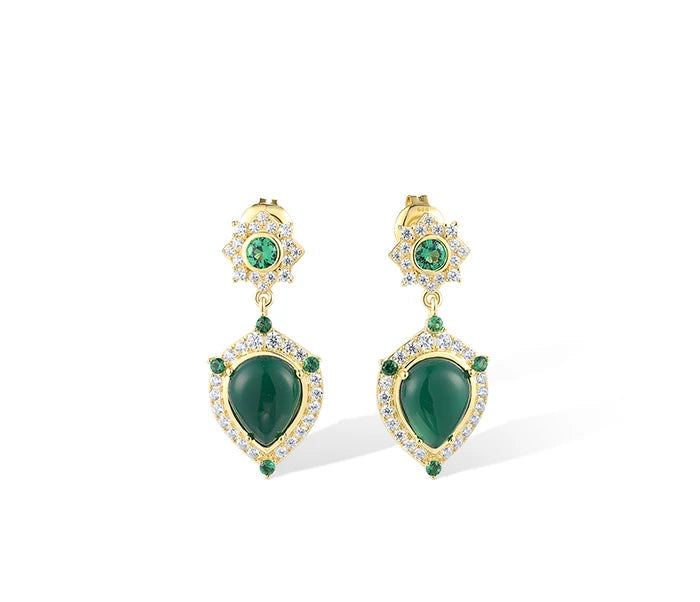 925 Sterling Silver Green  Vintage Jewelry Set