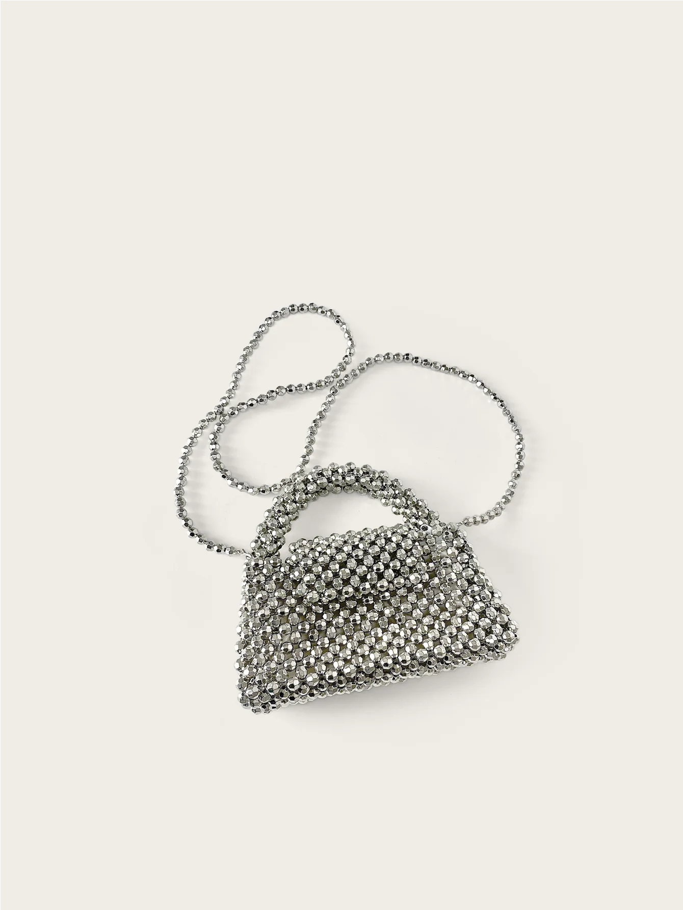 Bestselling and popular beaded handheld phone bag, small square bag, black beads, fashionable and versatile woven bag