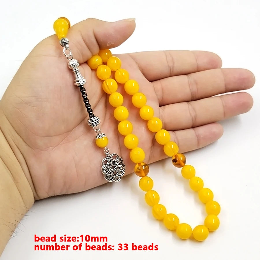 Yellow resin Tasbih Muslim bracelet  insect beads Turkish fashion gift For Ramadan