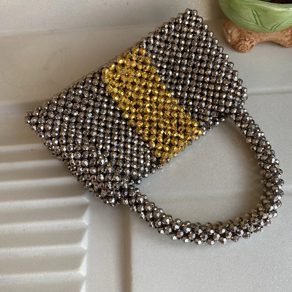 Handmade Beading Bag Silver Gold Aurora Dream