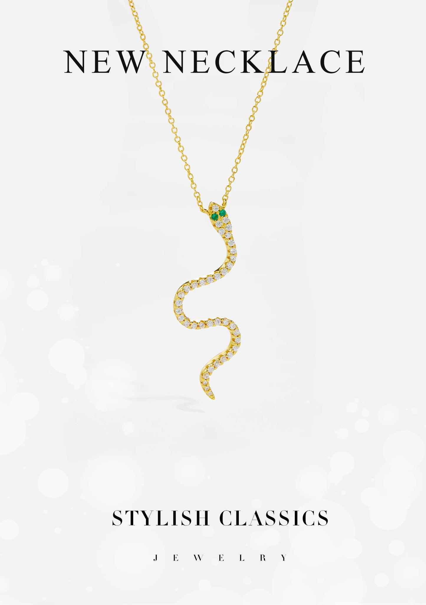 925 Sterling Silver Long Snake  Necklace  Fashion Luxury  Jewelry