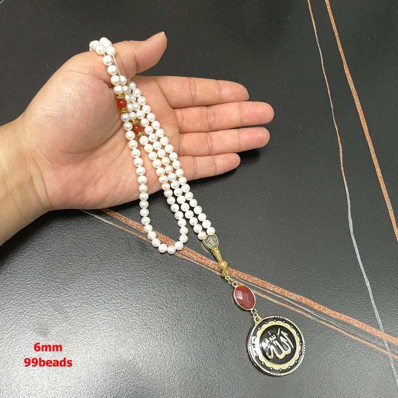 Muslim necklace Natural water Pearl 99 Beads round Pearl Tasbih islamic misbaha jewelry prayer beads Eid ramadan gift