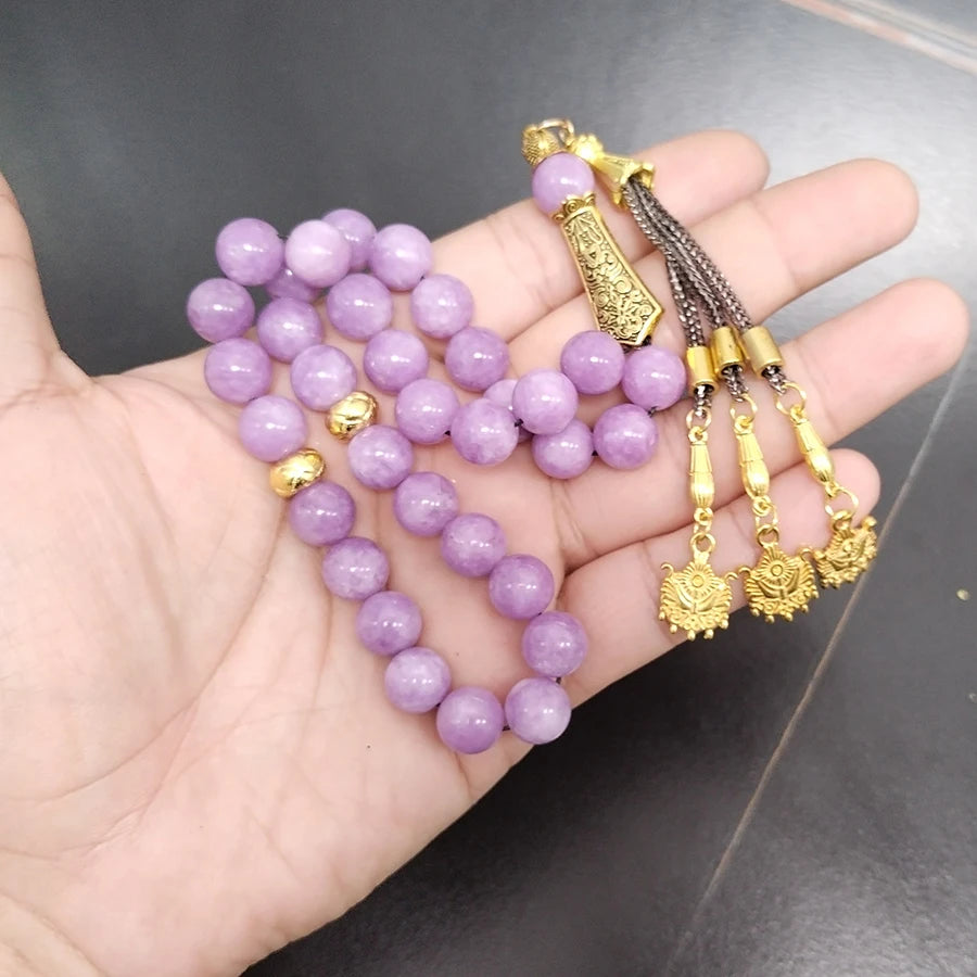 Natural Purple Agate Tasbih  Al-Fitr Rosary Muslim Bracelet Islam Rosary