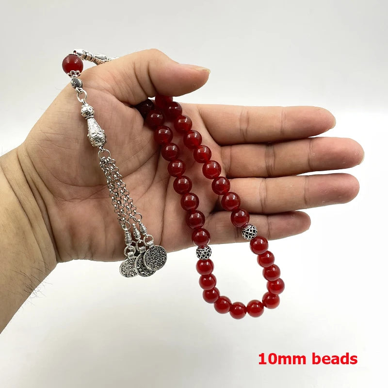 Tasbih Natural Brazil Red Agate Islamic misbaha Muslim bracelet prayer beads eid ramadan gift arabic fashion accessories Rosary