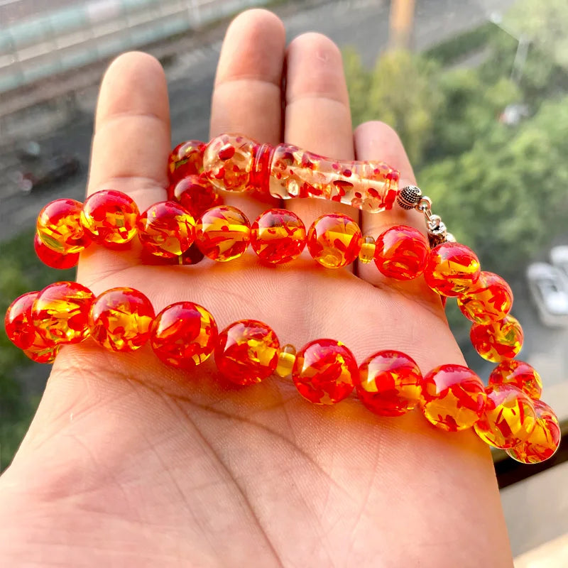 Tasbih Resin The color of ambers Muslim prayer beads  islamic rosary Red turkish acessories misbaha arabic Fashion bracelet